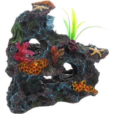 Décoration aquarium rocher corail avec cachettes pour poissons Koralia