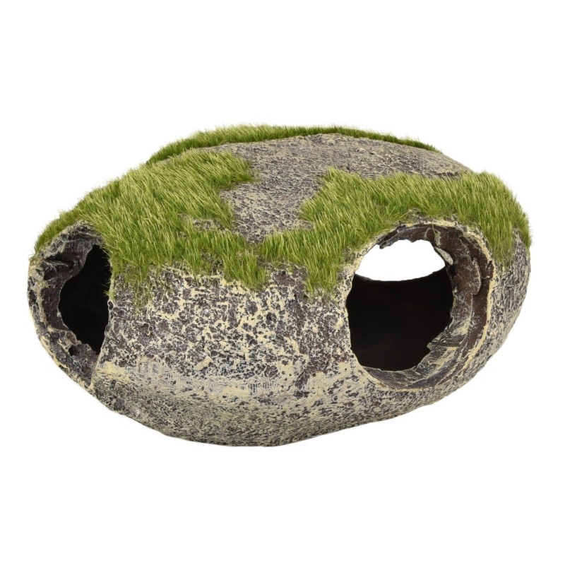 Décoration aquarium galet mousse verte avec cachette Kozma