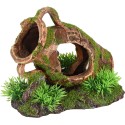 Décoration aquarium amphore effet mousse naturelle avec cachette pour poissons – polyrésine résistante à l’eau – Moza