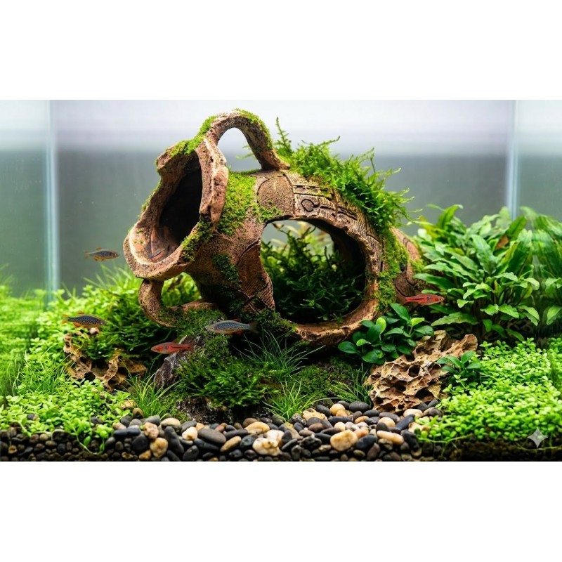 Décoration aquarium amphore cachette MOZA 16cm