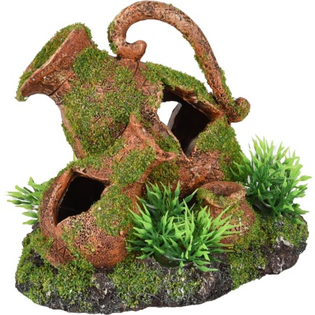 Décoration aquarium amphores cachettes effet mousse naturelle en polyrésine – refuge pour poissons – Moza