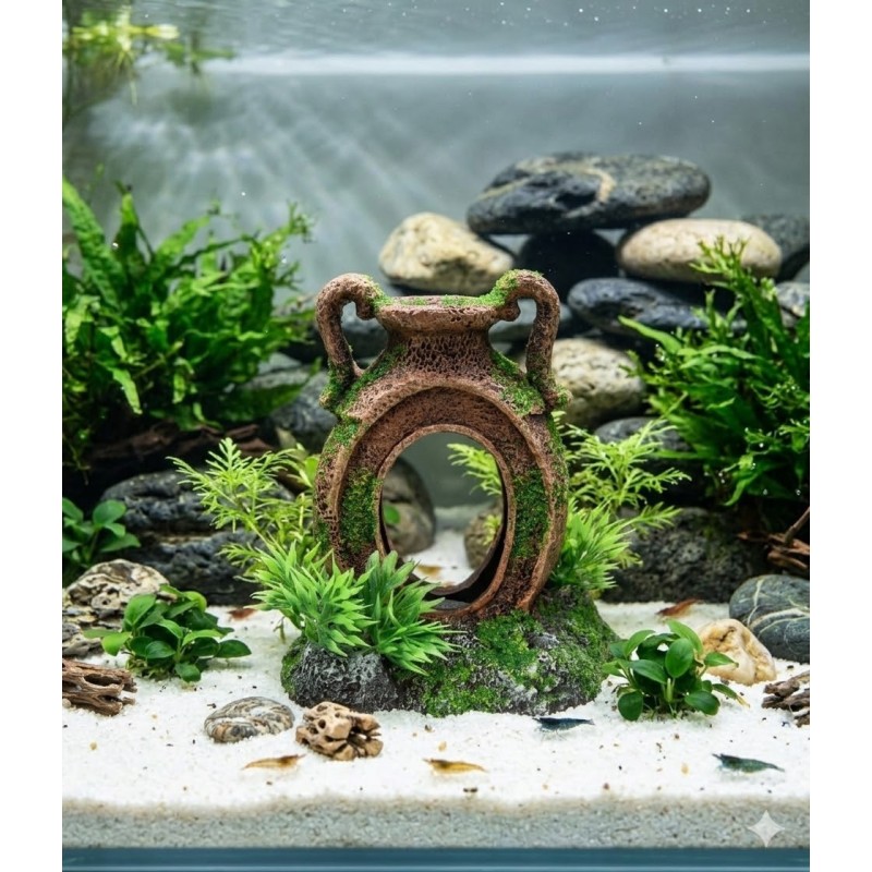 Décoration aquarium amphore cachette poisson Moza