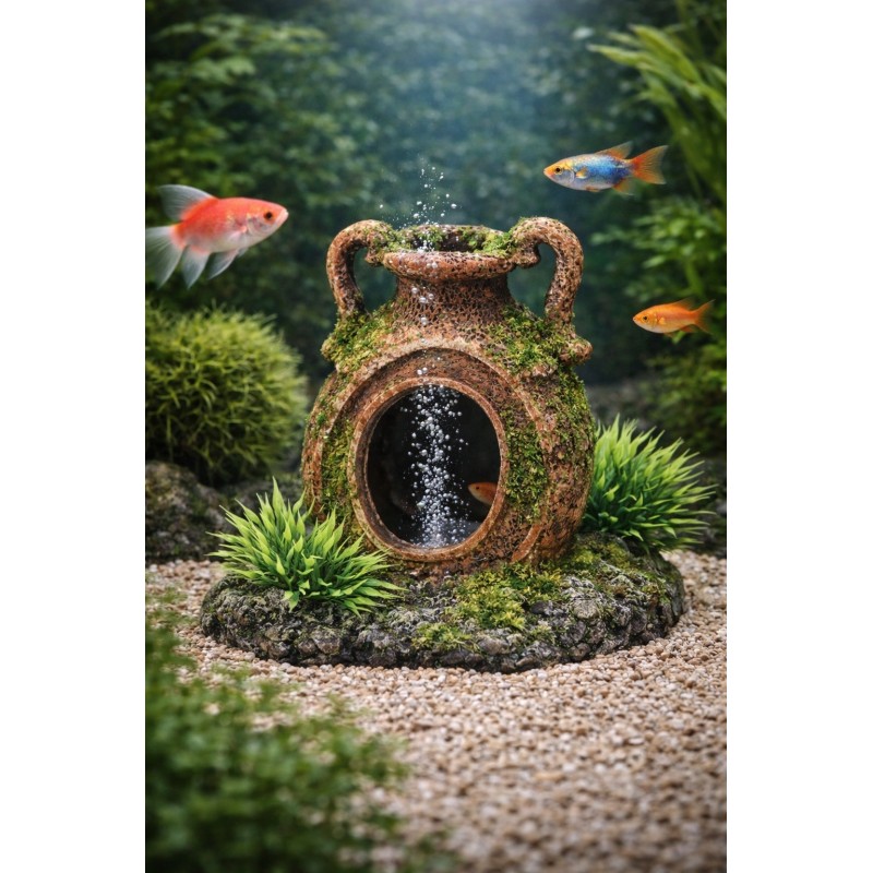 Décoration aquarium amphore cachette poisson Moza