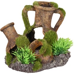 Décoration aquarium amphores cachettes effet mousse avec ouvertures pour poissons