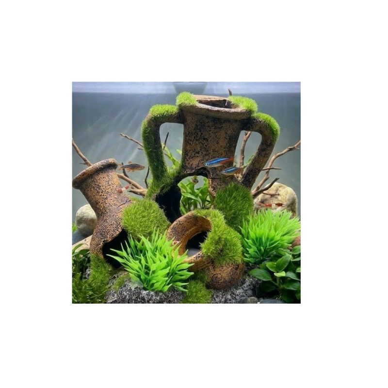 Décoration aquarium amphores cachettes poissons