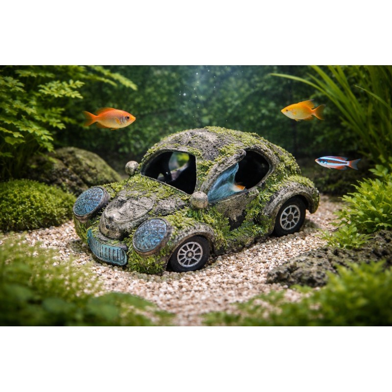 Décoration aquarium voiture scarabée cachette