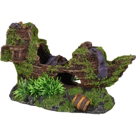 Ornement aquarium bateau refuge poisson décor épave