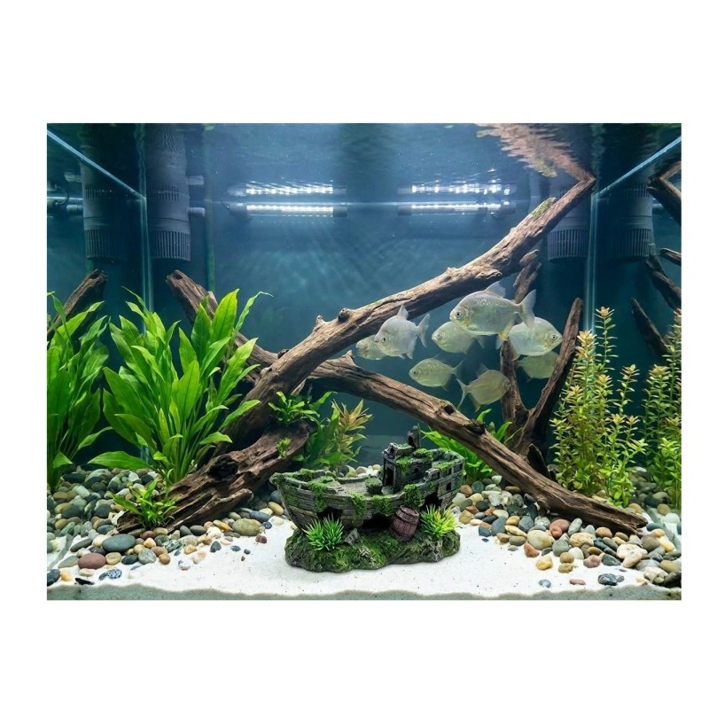 Décoration aquarium épave bateau cachettes