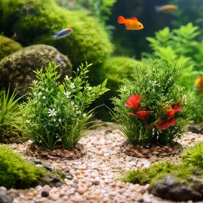 Plante Aquarium Décorative en Plastique et Polyrésine – Modèle Aléatoire