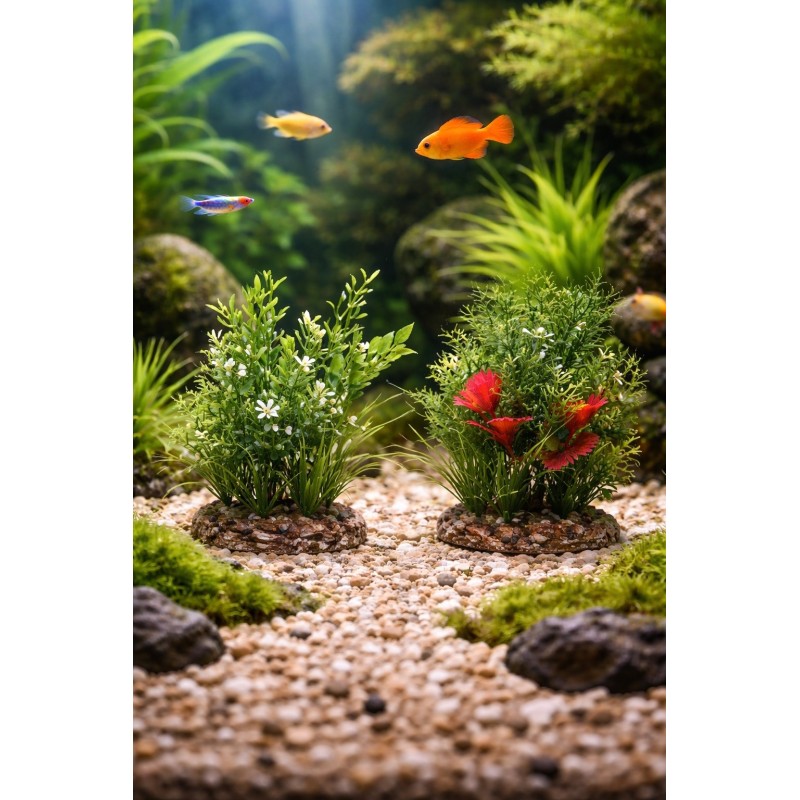 Plante Aquarium Décorative en Plastique et Polyrésine – Modèle Aléatoire