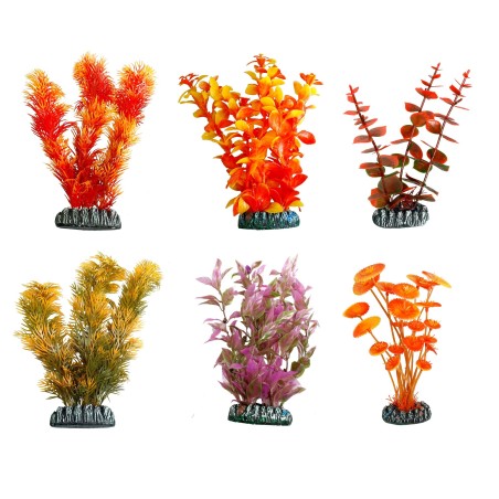 Plante décorative Cuba Orange pour aquarium, modèle aléatoire parmi 6 variantes, couleur orange tropicale.