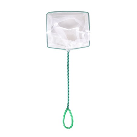 Épuisette Meza verte pour aquarium avec filet en nylon résistant, structure métallique