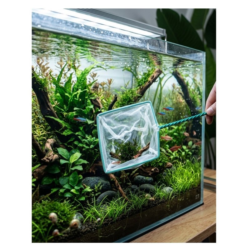 Épuisette Aquarium Meza – Filet Nylon Résistant avec Poignée
