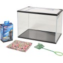 Kit aquarium rectangulaire 16L avec filtre, gravier coloré et épuisette inclus