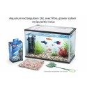Aquarium 16L avec filtre 5W, gravier coloré et épuisette